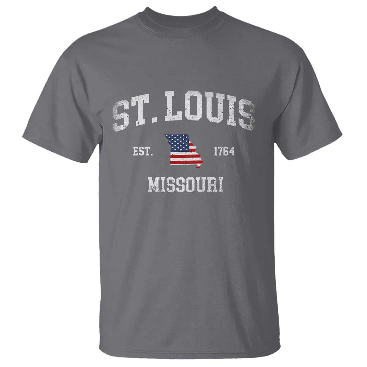 St. Louis Missouri MO T Shirt Vintage American Flag Missouri State