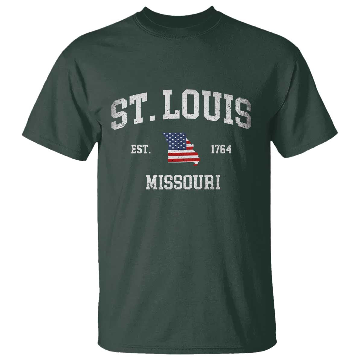St. Louis Missouri MO T Shirt Vintage American Flag Missouri State
