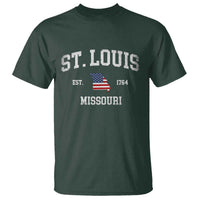 St. Louis Missouri MO T Shirt Vintage American Flag Missouri State