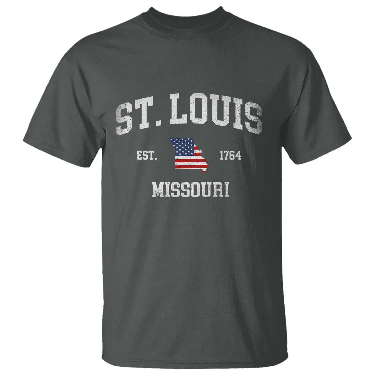 St. Louis Missouri MO T Shirt Vintage American Flag Missouri State