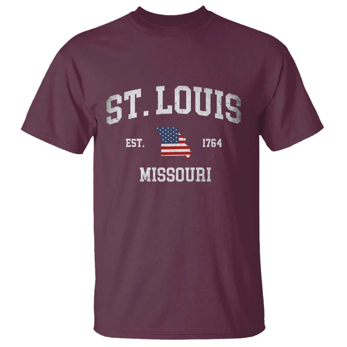 St. Louis Missouri MO T Shirt Vintage American Flag Missouri State