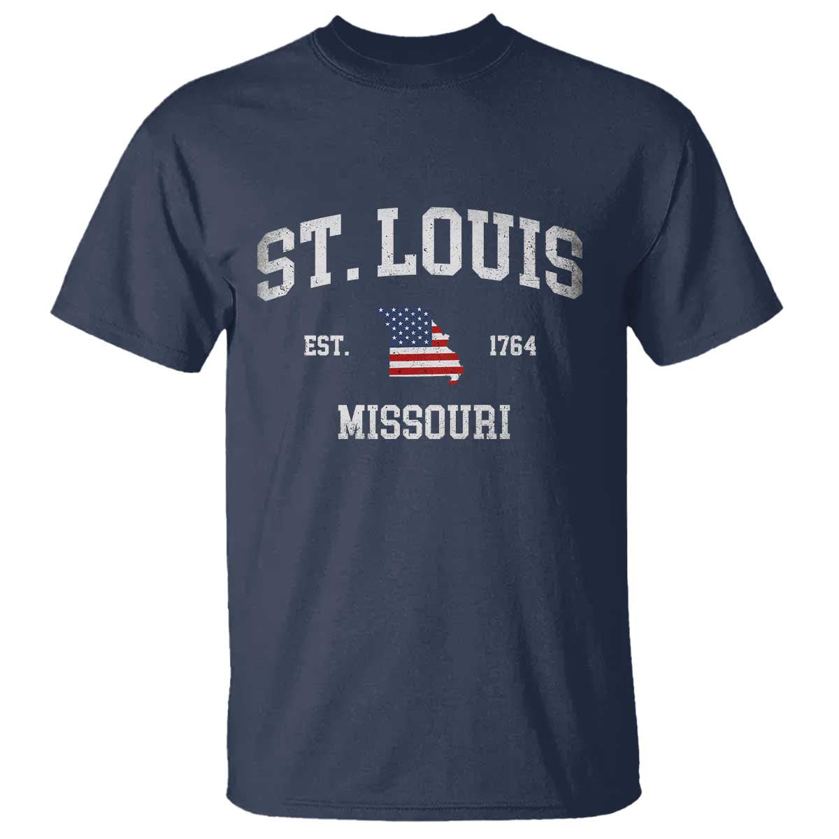 St. Louis Missouri MO T Shirt Vintage American Flag Missouri State