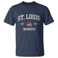 St. Louis Missouri MO T Shirt Vintage American Flag Missouri State
