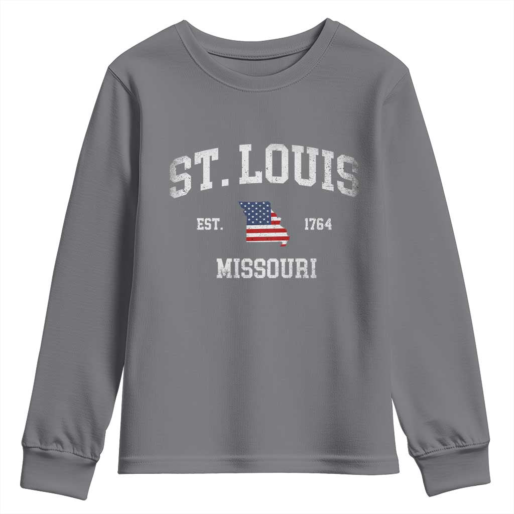 St. Louis Missouri MO Youth Sweatshirt Vintage American Flag Missouri State