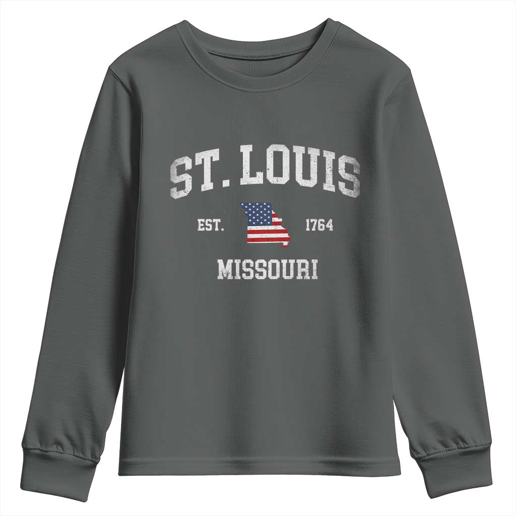 St. Louis Missouri MO Youth Sweatshirt Vintage American Flag Missouri State