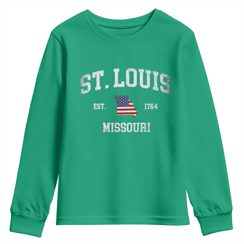 St. Louis Missouri MO Youth Sweatshirt Vintage American Flag Missouri State
