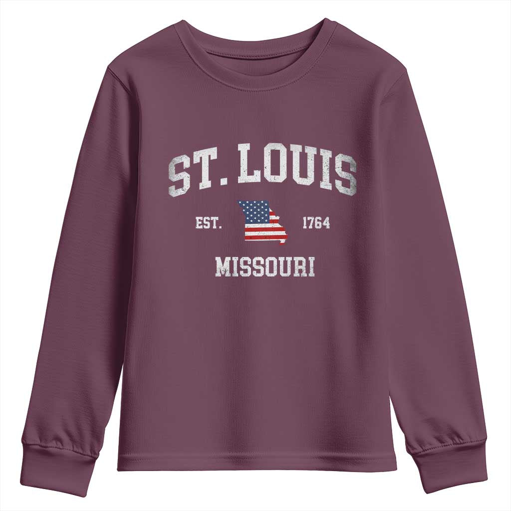 St. Louis Missouri MO Youth Sweatshirt Vintage American Flag Missouri State