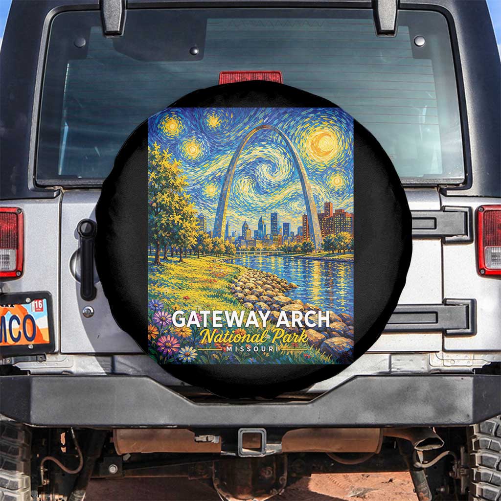 Gateway Arch National Park Van Gogh Style Starry Night Spare Tire Cover St Louis Missouri Travel Souvenir Gift