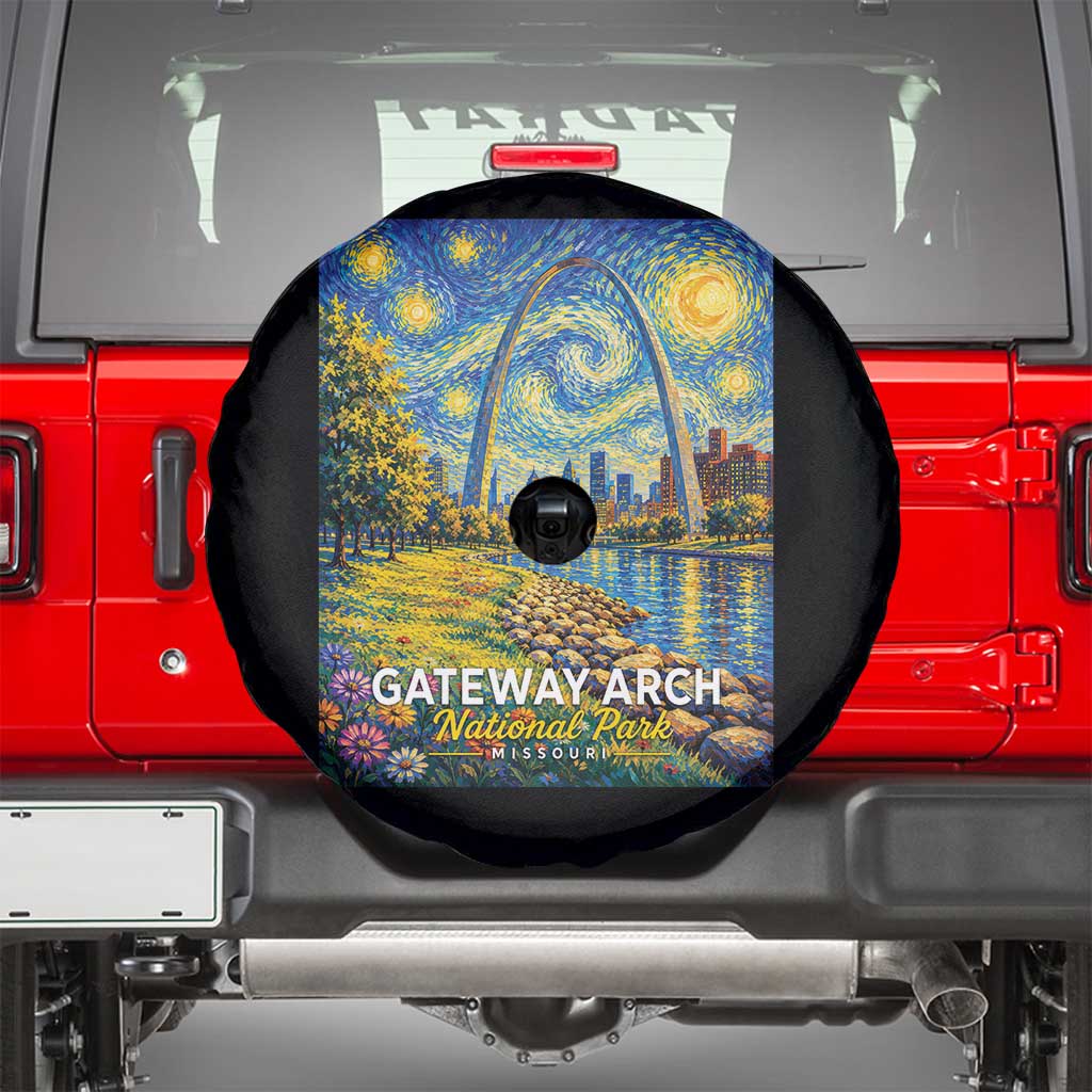 Gateway Arch National Park Van Gogh Style Starry Night Spare Tire Cover St Louis Missouri Travel Souvenir Gift