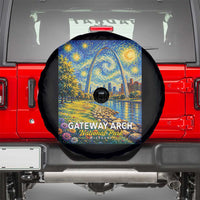 Gateway Arch National Park Van Gogh Style Starry Night Spare Tire Cover St Louis Missouri Travel Souvenir Gift