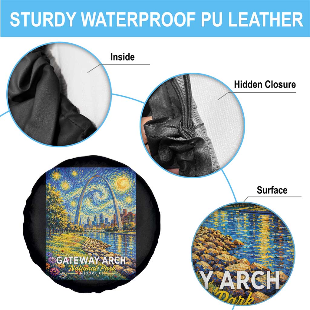 Gateway Arch National Park Van Gogh Style Starry Night Spare Tire Cover St Louis Missouri Travel Souvenir Gift