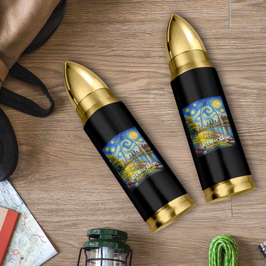 Gateway Arch National Park Van Gogh Style Starry Night Bullet Tumbler St Louis Missouri Travel Souvenir Gift