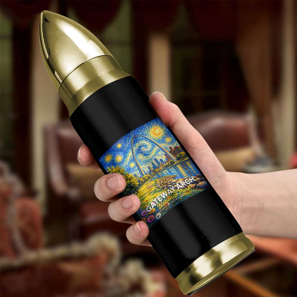 Gateway Arch National Park Van Gogh Style Starry Night Bullet Tumbler St Louis Missouri Travel Souvenir Gift