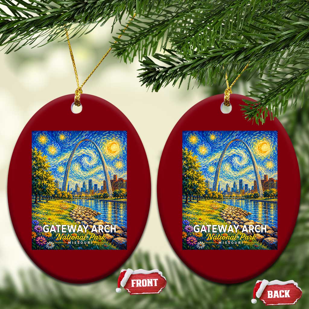 Gateway Arch National Park Van Gogh Style Starry Night Ceramic Ornament St Louis Missouri Travel Souvenir Gift