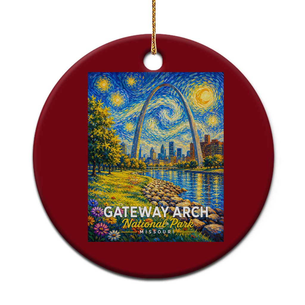 Gateway Arch National Park Van Gogh Style Starry Night Ceramic Ornament St Louis Missouri Travel Souvenir Gift