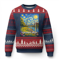 Gateway Arch National Park Van Gogh Style Starry Night Ugly Christmas Sweater St Louis Missouri Travel Souvenir Gift