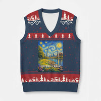 Gateway Arch National Park Van Gogh Style Starry Night V-Neck Knit Sweater Vest St Louis Missouri Travel Souvenir Gift