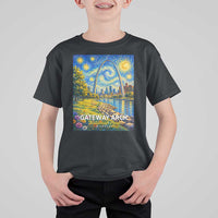Gateway Arch National Park Van Gogh Style Starry Night T Shirt For Kid St Louis Missouri Travel Souvenir Gift