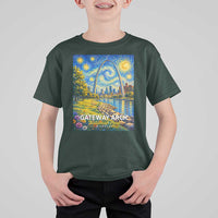 Gateway Arch National Park Van Gogh Style Starry Night T Shirt For Kid St Louis Missouri Travel Souvenir Gift
