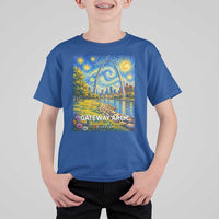 Gateway Arch National Park Van Gogh Style Starry Night T Shirt For Kid St Louis Missouri Travel Souvenir Gift