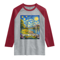 Gateway Arch National Park Van Gogh Style Starry Night Raglan Shirt St Louis Missouri Travel Souvenir Gift