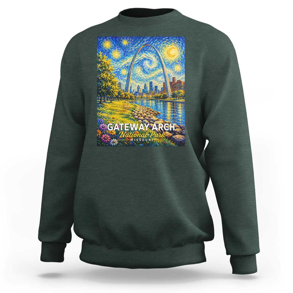 Gateway Arch National Park Van Gogh Style Starry Night Sweatshirt St Louis Missouri Travel Souvenir Gift