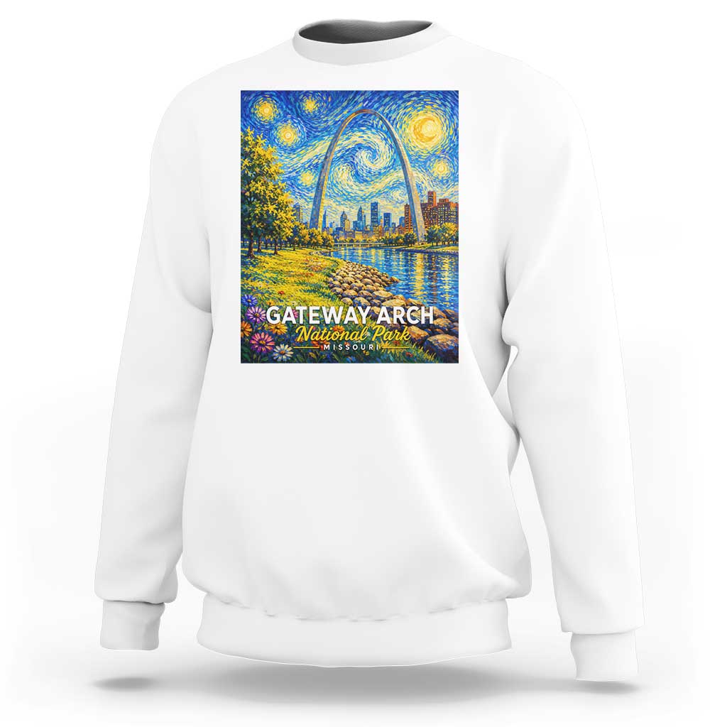 Gateway Arch National Park Van Gogh Style Starry Night Sweatshirt St Louis Missouri Travel Souvenir Gift