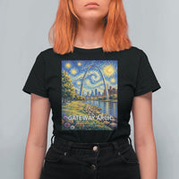 Gateway Arch National Park Van Gogh Style Starry Night T Shirt For Women St Louis Missouri Travel Souvenir Gift