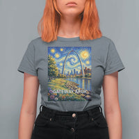 Gateway Arch National Park Van Gogh Style Starry Night T Shirt For Women St Louis Missouri Travel Souvenir Gift