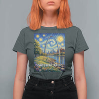 Gateway Arch National Park Van Gogh Style Starry Night T Shirt For Women St Louis Missouri Travel Souvenir Gift