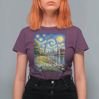 Gateway Arch National Park Van Gogh Style Starry Night T Shirt For Women St Louis Missouri Travel Souvenir Gift