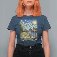 Gateway Arch National Park Van Gogh Style Starry Night T Shirt For Women St Louis Missouri Travel Souvenir Gift