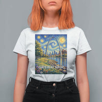 Gateway Arch National Park Van Gogh Style Starry Night T Shirt For Women St Louis Missouri Travel Souvenir Gift
