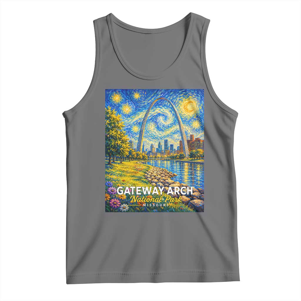 Gateway Arch National Park Van Gogh Style Starry Night Tank Top St Louis Missouri Travel Souvenir Gift