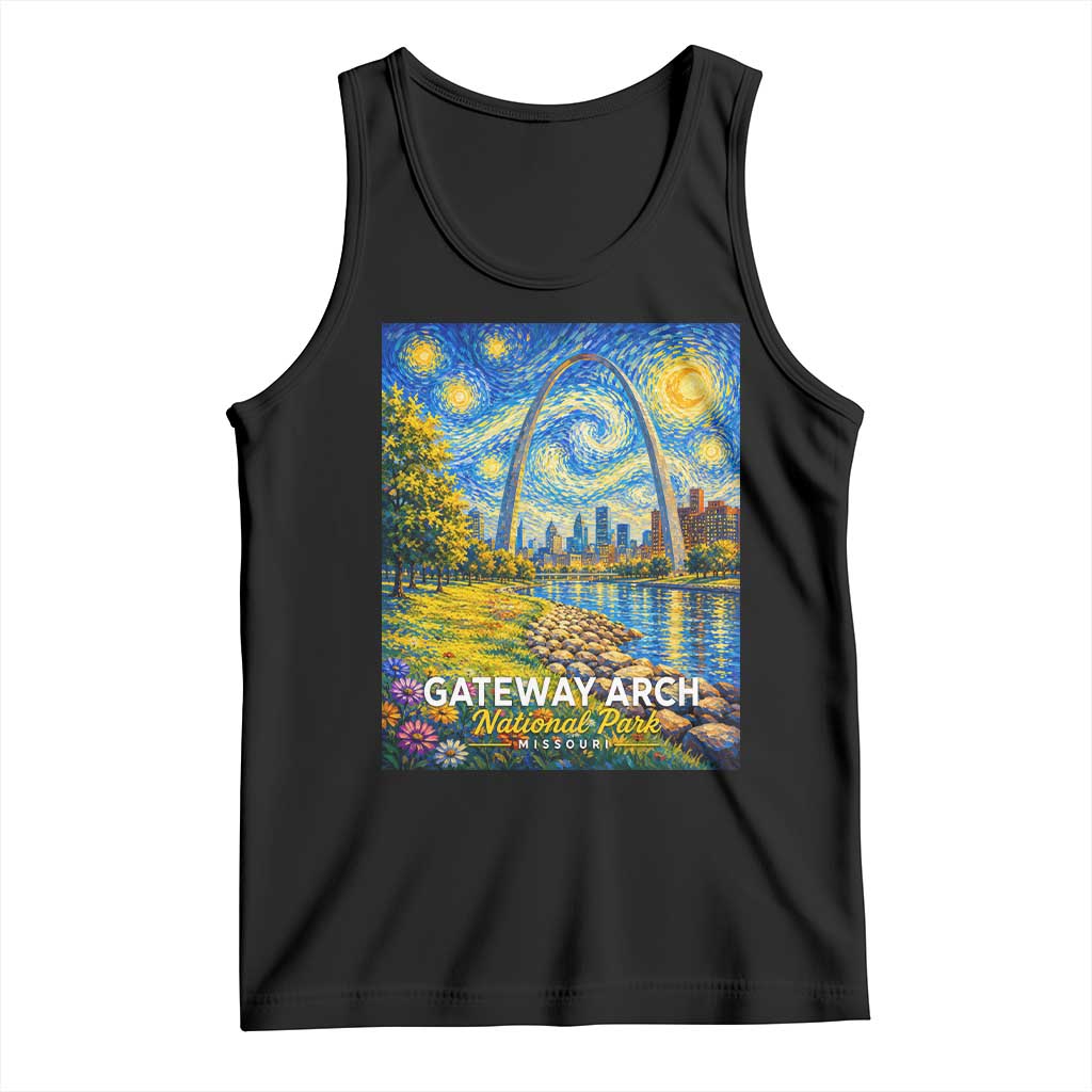 Gateway Arch National Park Van Gogh Style Starry Night Tank Top St Louis Missouri Travel Souvenir Gift
