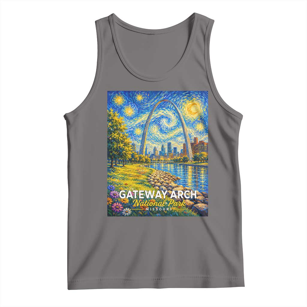 Gateway Arch National Park Van Gogh Style Starry Night Tank Top St Louis Missouri Travel Souvenir Gift
