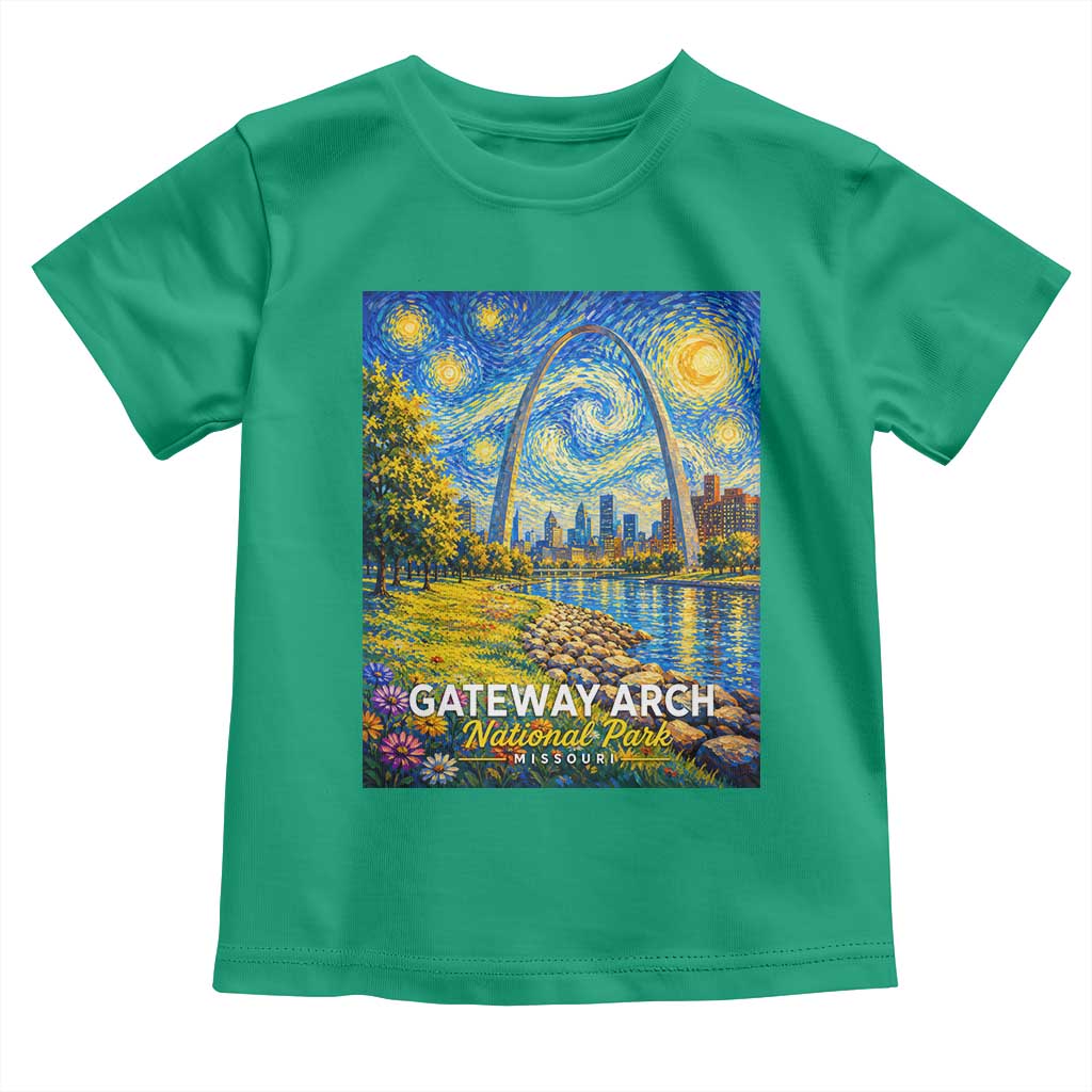 Gateway Arch National Park Van Gogh Style Starry Night Toddler T Shirt St Louis Missouri Travel Souvenir Gift
