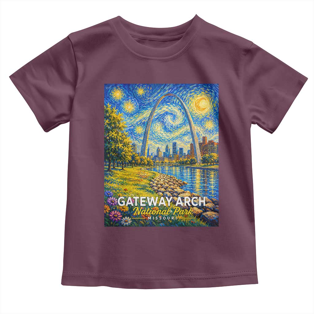 Gateway Arch National Park Van Gogh Style Starry Night Toddler T Shirt St Louis Missouri Travel Souvenir Gift