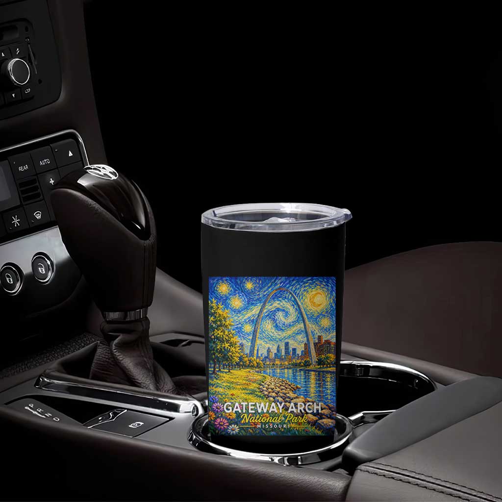 Gateway Arch National Park Van Gogh Style Starry Night Tumbler Cup St Louis Missouri Travel Souvenir Gift