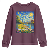 Gateway Arch National Park Van Gogh Style Starry Night Youth Sweatshirt St Louis Missouri Travel Souvenir Gift