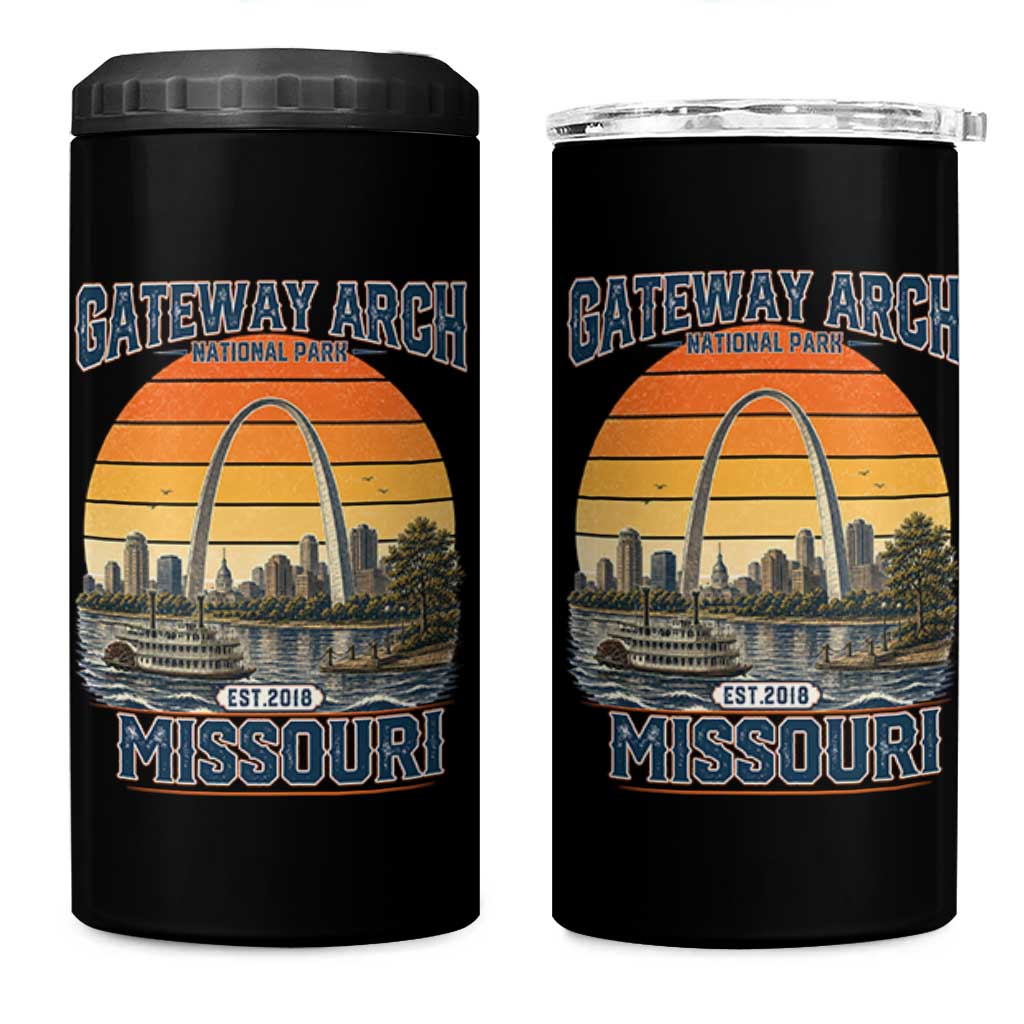 Gateway Arch National Park 4 in 1 Can Cooler Tumbler Retro St Louis Missouri Travel Souvenir Nature Gift