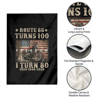 Route Highway 66 Turns 100 I Turn 80 Garden Flag Vintage 1946 American Freedom Motorcycle Lover 80th Birthday Gift