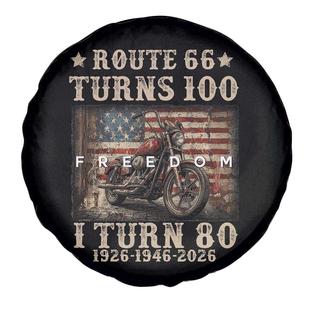 Route Highway 66 Turns 100 I Turn 80 Spare Tire Cover Vintage 1946 American Freedom Motorcycle Lover 80th Birthday Gift