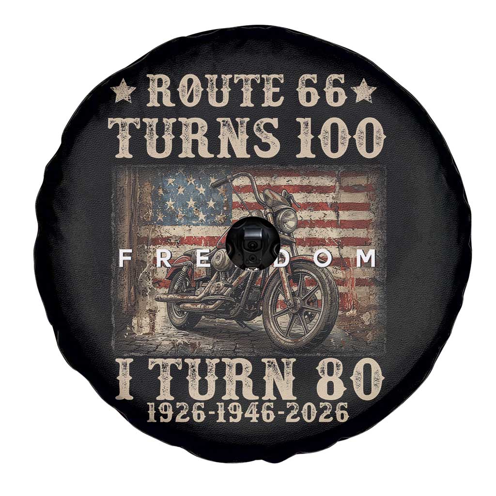 Route Highway 66 Turns 100 I Turn 80 Spare Tire Cover Vintage 1946 American Freedom Motorcycle Lover 80th Birthday Gift