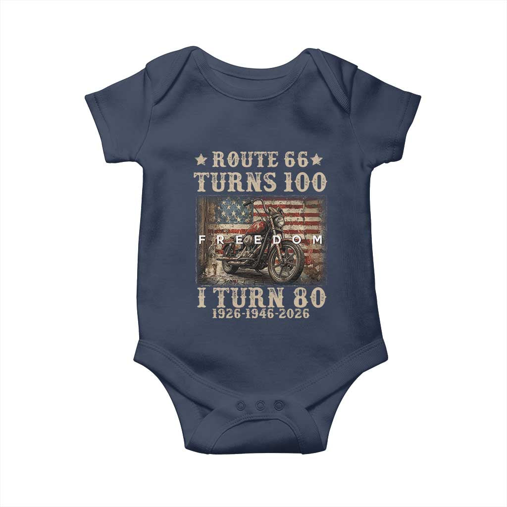 Route Highway 66 Turns 100 I Turn 80 Baby Onesie Vintage 1946 American Freedom Motorcycle Lover 80th Birthday Gift