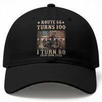 Route Highway 66 Turns 100 I Turn 80 Baseball Cap Vintage 1946 American Freedom Motorcycle Lover 80th Birthday Gift