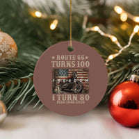 Route Highway 66 Turns 100 I Turn 80 Ceramic Ornament Vintage 1946 American Freedom Motorcycle Lover 80th Birthday Gift