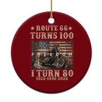 Route Highway 66 Turns 100 I Turn 80 Ceramic Ornament Vintage 1946 American Freedom Motorcycle Lover 80th Birthday Gift