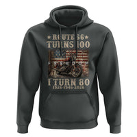 Route Highway 66 Turns 100 I Turn 80 Hoodie Vintage 1946 American Freedom Motorcycle Lover 80th Birthday Gift