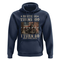 Route Highway 66 Turns 100 I Turn 80 Hoodie Vintage 1946 American Freedom Motorcycle Lover 80th Birthday Gift